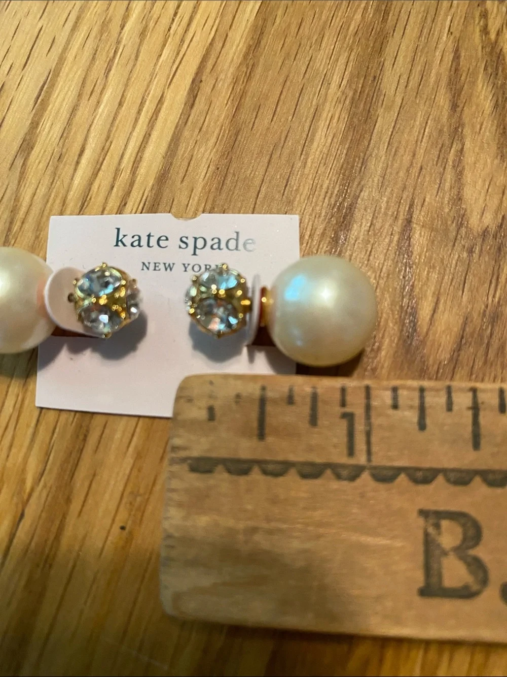 kate spade Faux Pearl and Crystal Double-Sided Stud Earrings in Cream and Gold